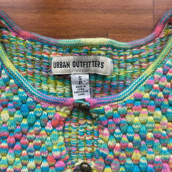Urban Outfitters Bubble Knit Rainbow Keyhole Top - Picture 2 of 4